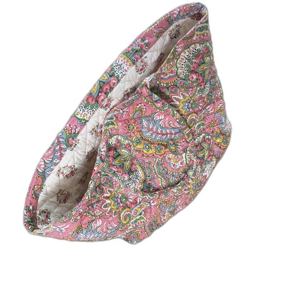 Soft Quilted Tote Bag, Floral Pattern, Designed in Italy Size: M/L Color: Pink - Picture 6 of 13